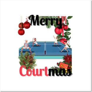 Merry Courtmas Christmas Tennis Posters and Art